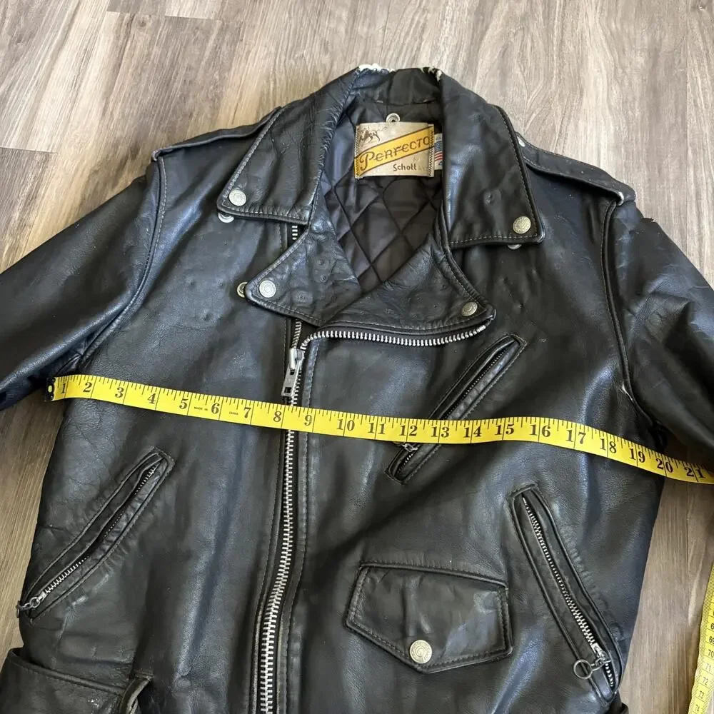 Vintage Schott Perfecto 618 Steer Hide Leather Jacket Men's Size 40 Motorcycle